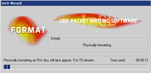 InCD Formatting a blank CDRW